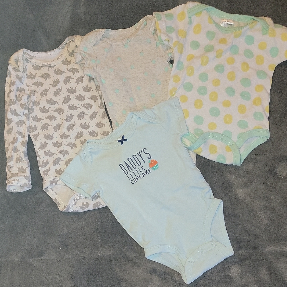 Carter's Baby Bodysuits - Gray, Light Blue, Mint
